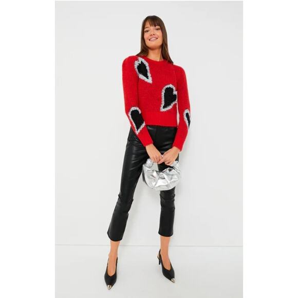 HUNTER BELL Sz XS Esme Sweater Red Scarlet Heart Pullover - Picture 12 of 12